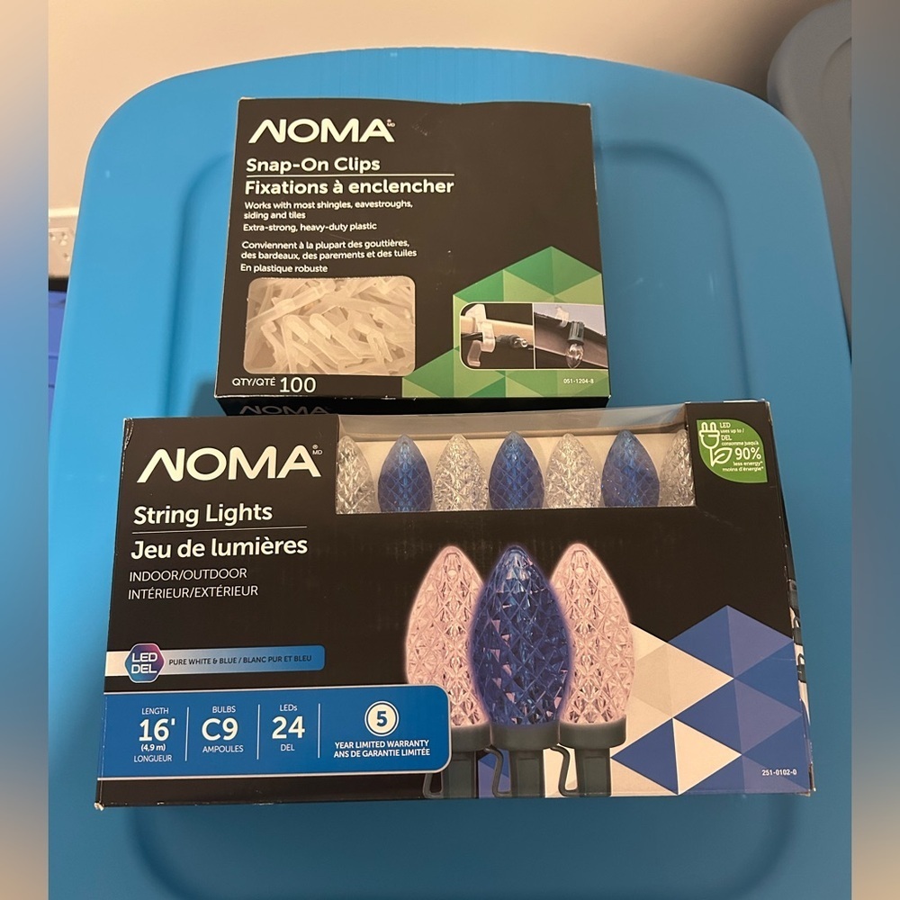 🧡5/$25🧡NOMA Blue and White String Lights & Snap on Clips